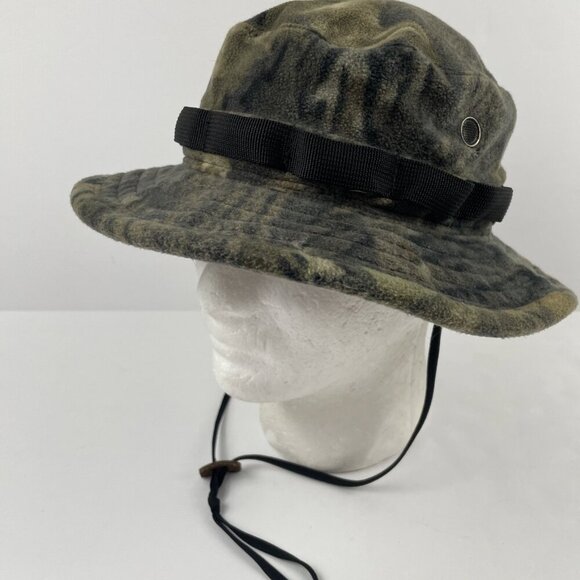 Cabela's Camo Boonie/Bucket Hat Adult S Fleece Hunting Adjustable Strap Vented - Picture 2 of 7